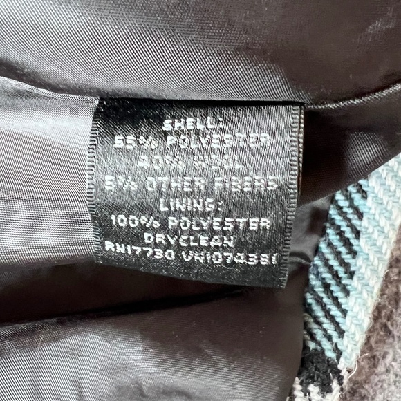 Mossimo Plaid Cape Style Sleeve Wool Blend Pea Coat Sz L Robin Blue - Picture 6 of 12